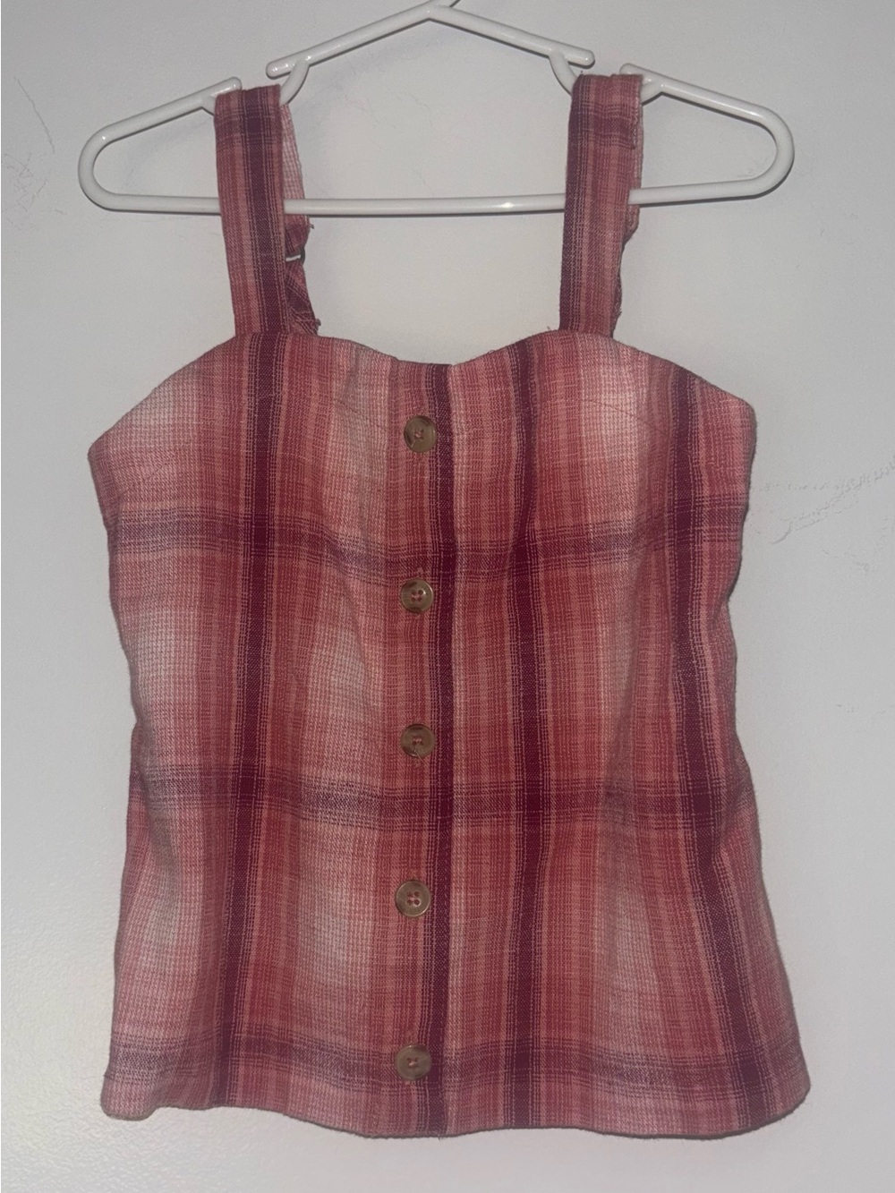 abercrombie kids Striped Button-Front Tank Top in Dusty Rose and Burgundy